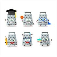 School student of grated cheese cartoon character with various expressions vector