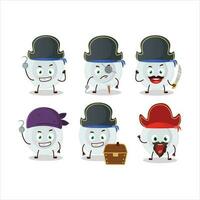 Cartoon character of new white plate with various pirates emoticons vector