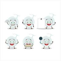 dibujos animados personaje de nuevo blanco plato con varios cocinero emoticones vector