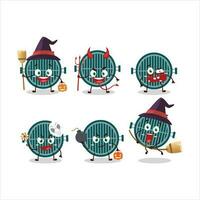 Halloween expression emoticons with cartoon character of grill vector