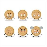 Plastic plate cartoon character with various angry expressions vector