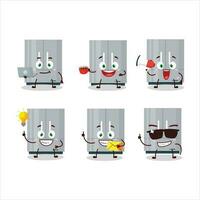 Refrigerator cartoon character with various types of business emoticons vector