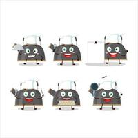 Cartoon character of black teapot with various chef emoticons vector