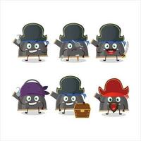 Cartoon character of black teapot with various pirates emoticons vector