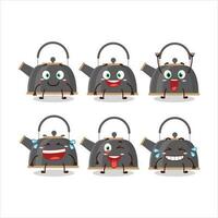 Black teapot cartoon character with sad expression vector