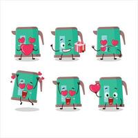 Digital kettle cartoon character with love cute emoticon vector