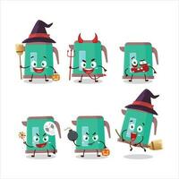 Halloween expression emoticons with cartoon character of digital kettle vector