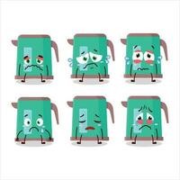 Digital kettle cartoon character with sad expression vector