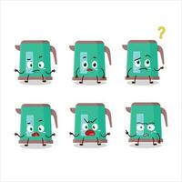 Cartoon character of digital kettle with what expression vector