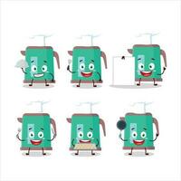 Cartoon character of digital kettle with various chef emoticons vector