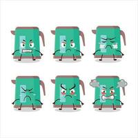 Digital kettle cartoon character with various angry expressions vector