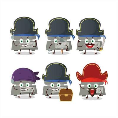 Cartoon character of calculator with various pirates emoticons