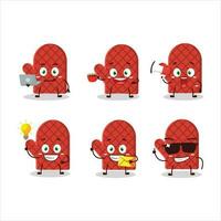 Oven mitt cartoon character with various types of business emoticons vector