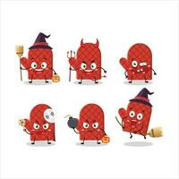 Halloween expression emoticons with cartoon character of oven mitt vector