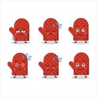 Cartoon character of oven mitt with sleepy expression vector