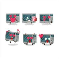 Oven cartoon in character with love cute emoticon vector