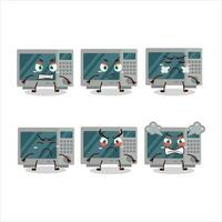 Oven cartoon character with various angry expressions vector