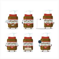 Cartoon character of peanut jar with various chef emoticons vector
