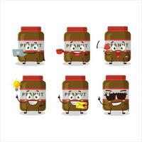 Peanut jar cartoon character with various types of business emoticons vector