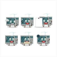 Cartoon character of oven with various chef emoticons vector