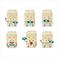 Photographer profession emoticon with white flour cartoon character vector
