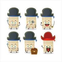 Cartoon character of white flour with various pirates emoticons vector