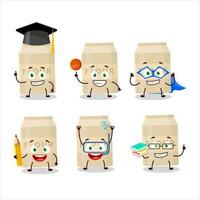 School student of white flour cartoon character with various expressions vector