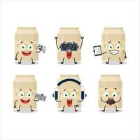 White flour cartoon character are playing games with various cute emoticons vector