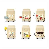 White flour cartoon character with various types of business emoticons vector