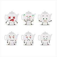 Ceramic teapot cartoon character with nope expression vector