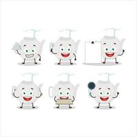 Cartoon character of ceramic teapot with various chef emoticons vector