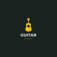 electric guitar logo design creative concept vector