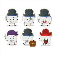 Cartoon character of ceramic teapot with various pirates emoticons vector