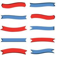 conjuntos de rojo y azul cintas icono vector