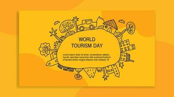 world tourism day composition with hand drawn illustration vector