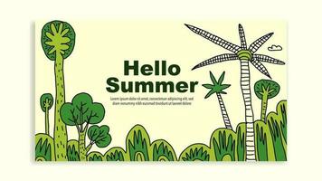 hello summer with hand drawn illustration vector