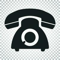 Phone vector icon. Old vintage telephone symbol illustration. Simple business concept pictogram on isolated background.