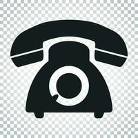 Phone vector icon. Old vintage telephone symbol illustration. Simple business concept pictogram on isolated background.