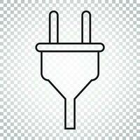 Plug vector icon in line style. Power wire cable flat illustration. Simple business concept pictogram on isolated background.