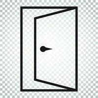 Door vector icon in line style. Exit icon. Open door illustration. Simple business concept pictogram on isolated background.