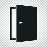 Door vector icon. Exit icon. Open door illustration. Simple business concept pictogram on isolated background.