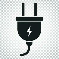 Plug vector icon. Power wire cable flat illustration. Simple business concept pictogram on isolated background.