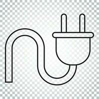 Plug vector icon in line style. Power wire cable flat illustration. Simple business concept pictogram on isolated background.