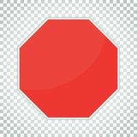 Blank red stop sign vector icon. Empty danger symbol vector illustration. Simple business concept pictogram on isolated background.