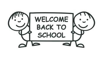 Back to school placard in hands icon. Vector illustration on white background. Business concept hand drawn welcome school pictogram.