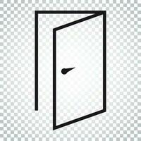 Door vector icon in line style. Exit icon. Open door illustration. Simple business concept pictogram on isolated background.