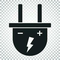 Plug vector icon. Power wire cable flat illustration. Simple business concept pictogram on isolated background.