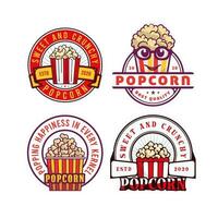 conjunto de palomitas de maiz tienda logo insignias y etiquetas. palomitas de maiz etiquetas y Insignia colecciones vector