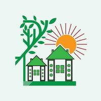 green eco house logo concept vector