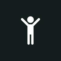 Happy man with hands up vector icon. People happy sign illustration.